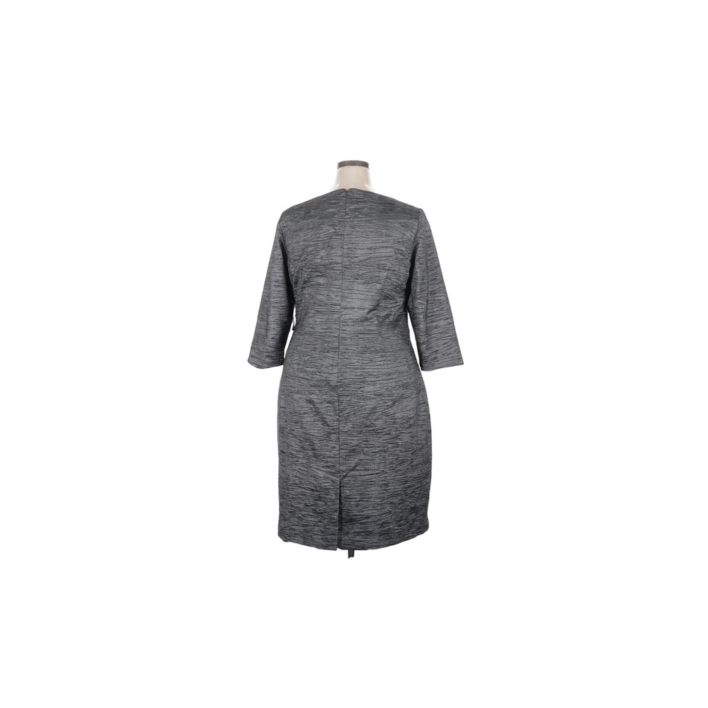 Jessica Howard Sheath Dress Women 18W Grey Excellent Metallic Side Drape Buckle